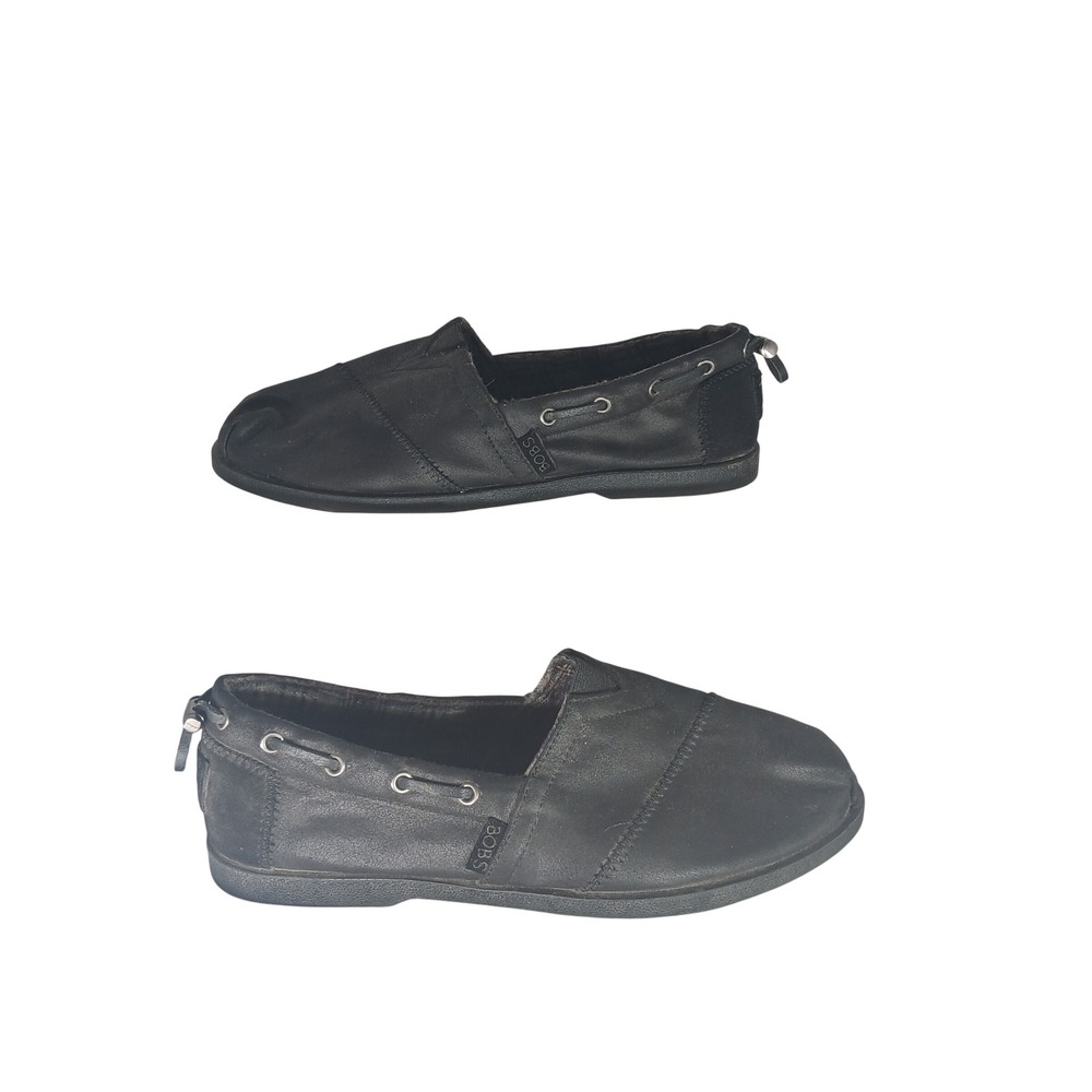 Skechers BOBS Slip On Flats 9‎ Black Memory Foam Comfort Alpargata Casual Shoes